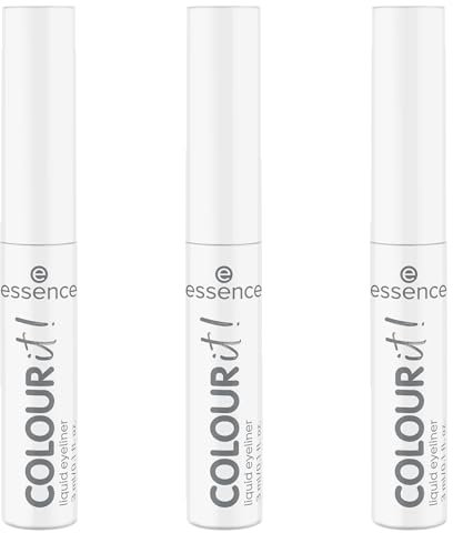 essence COLOUR it! liquid eyeliner, Nr. 02, Weiss, langanhaltend, hochpigmentiert, schnelltrocknend, farbintensiv, vegan, ohne Mikroplastikpartikel, Nanopartikel frei, ohne Parfüm, 3er Pack (3x3ml)