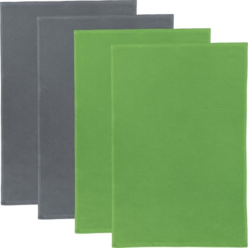 Erwin Müller Frottier-Geschirrtuch 2-farbig 4er-Pack Baumwolle grau/grün Größe 50x70 cm