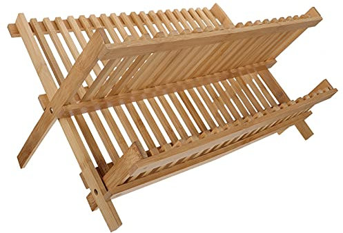 Escurridor sobre fregadero, escurridor for fregadero de cocina, 1 escurridor de platos de madera, escurridor de platos de 2 niveles, escurridor de platos de madera, escurridor de utensilios, escurrido