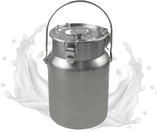 KELUNIS 3l/5l/10l Milchkanne Aus 304 Edelstahl MilchkäNnchen Mit Griff Und Deckel Milcheimer MilchkäNnchen FüR Milch Wein öL Lagerung Transport,3L