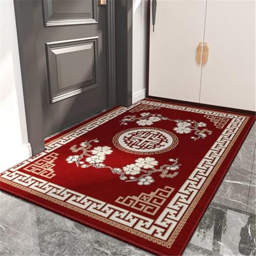 DJHWWD Schöne Teppich Waschbar dünn Pastorales Blumenmuster bequemer und strapazierfähiger 180x250CM rot Living Room Rug