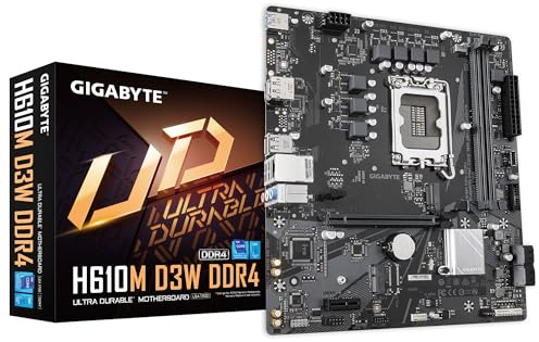GIGABYTE H610M D3W DDR4 Motherboard - Supports 14th Gen. Intel Core CPUs, 5+1+1 phases VRM, up to 3200MHz DDR4, 1xPCIe 3.0 M.2, 1GbE LAN, USB 3.2 Gen 1
