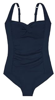 Dorina Costume Intero Modellante Fiji – Leggermente Imbottito, Senza Ferretto, Controllo Medio, Azione Snellente Pancia, Dettaglio Frontale Attorcigliato, Spalline Regolabili, Blu Scuro