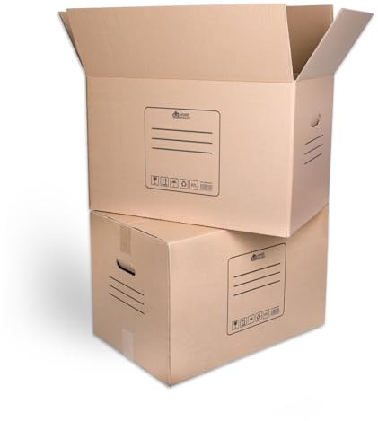 MERCURY- PACK 10/20 Cajas mudanza y Almacenaje Ultra Resistentes + Precinto, Cajas de Carton con Asas para fácil manejo,box grandes y pequeñas,Reutilizables (10 Cajas 43x30x25CM 32Litros)