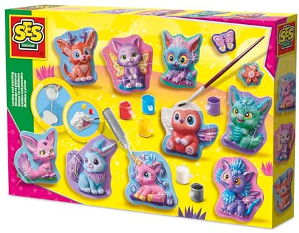 SES Creative Moulage et Peinture - Figures Fantastiques | Activité Manuelle | Dragons | Licornes | pour Les Enfants | à partir de 5 Ans Plusieurs Couleurs