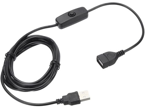 sourcing map Câble d'extension USB avec bouton marche/arrêt 2 m USB mâle vers femelle pour lampe de bureau, ventilateur, bande lumineuse LED, noir, 1 pièce
