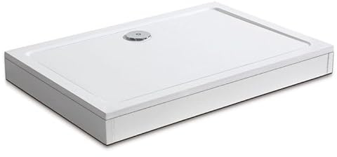AICA receveur de douche italienne 160x80cm blanc, rectangulaire, extra-plat, Bac à douche avec le kit de plinthe, 10 pieds, bonde de douche et siphon
