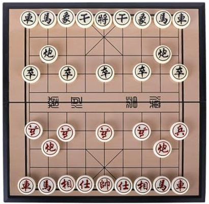 Laroal Scacchi Cinesi (Xiangqi) Set da Viaggio Magnetico (25 cm) Set da Gioco da Tavolo Pieghevole Compatto per Dama Cinese