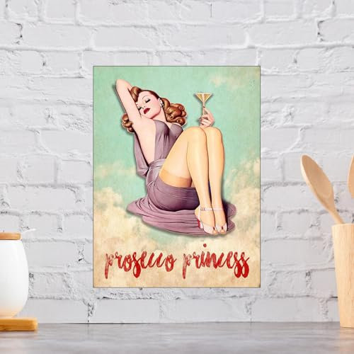 Prosecco Princess Retro Metal Aluminium Sign, Novelty Gift Bar Kitchen Pub
