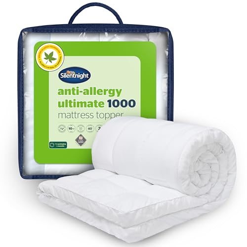 Silentnight Anti Allergy Ultimate Mattress Topper - Cloud-Like 10cm Depth for Comfort - Against Bacteria and Odour Ideal for Allergy and Asthma Sufferers - Quilted Cover and Fit Straps, Single