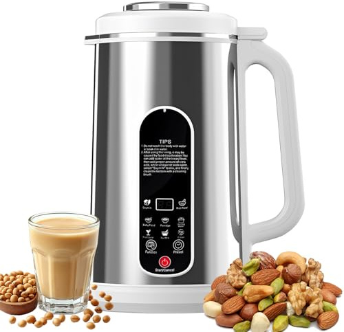 Nut Milk Maker, 8-in-1 Stainless Steel Plant Milk Machine | 1200ml Automatic Nut Milk Maker with Self Cleaning & Delay Start, Make Fresh Almond, Soy, Oat Milk and More at Home