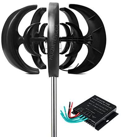 HUIZHITENGDA 12V 24V 48V 2000W Wind Turbine Kit, 5 Blade Wind Power Generator W/Controller Portable Wind Power Turbine Generator for Home, Outdoor, Garden Lighting (Black),24V