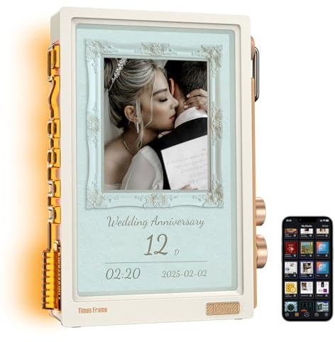 Divoom Times Frame – transparenter digitaler Bilderrahmen (10,1-Zoll) mit WLAN und 64 GB, IPS-Display mit Schweb-Effekt und RGB-Drehknopf, 400+ Zifferblätter, Widgets und Pixel-Art-Community (weiß)