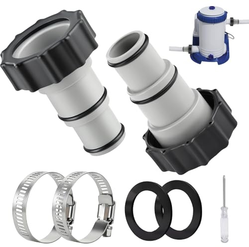 Wefaly Pool Adapter 32 auf 38 A, 2 Stück Poolschlauch Adapter Schlauchadapter Pool mit Gewinde Schraubendreher Schlauchadapter Kompatibel mit Intex Pool für 32 und 38 mm Pool Schlauch Anschluss