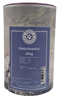 Paul & Paulina Rinderblutpulver getrocknet 250g I Ergänzungsfuttermittel für Hunde und Katzen I Barf geeignet