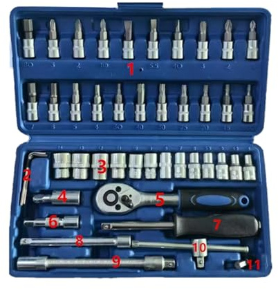 Herramienta De Reparación Automóviles 46 En 1 Llave Dinamométrica Trinquete Llave Inglesa Automática Mano Para Mantenimiento Vehículos Kit Vehículos