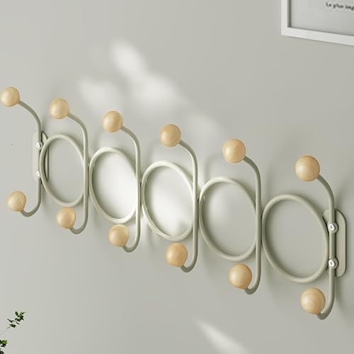 Leeonway Appendiabiti da Parete Metallo,Attaccapanni da Muro Moderno,Ganci Appendiabiti,Bianco/Nero/Verde,Decorazione della di Casa,con 12 Ganci,per Cameretta,Ingresso,Cucina,Bagno