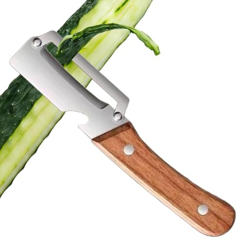 Sbucciatore Di Frutta Sbucciatore con Manico in Legno e Apri bottiglie | Affettapatate Multifunzionale per Pomodori Cetrioli Zucchine Patate e Frutta in Cucina