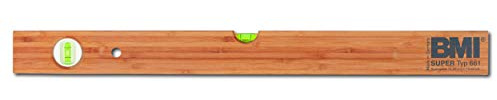 BMI Holzwasserwaage 661 Länge 60 cm (aus Hartholz, Oberfläche geölt, geringe Hitzeleitung, ideal für Sanitär + Straßenbau, 2 Libellen, Messgenauigkeit 1,0 mm/m) 661060