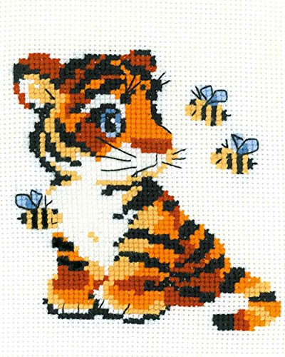 RIOLIS - Happy Bee - Stripies (10 Count) HB092, Punto croce 15x18cm, Punto croce kit da ricamare, Disegni da ricamare, Embroidery kit, Kit ricamo punto croce