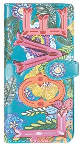 Shag Wear Junge-Damen Geldbörse, Large Purse Designs: (Blumen Liebe Türkis/Love Floral)