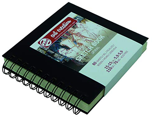 Talens Art Creation Skizzenbuch - 15x15 cm - 110g - 80 Blatt - Spiralbindung - säurefreies Papier - Ideal zum Zeichnen, Journaling, Urban Sketching