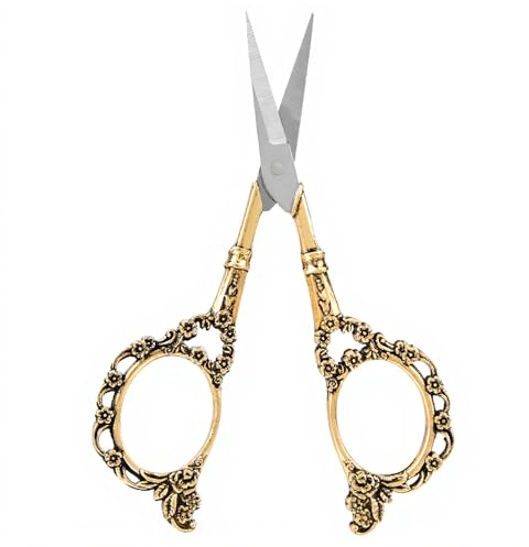 ASHATA Vintage antike Schere, Edelstahl Antike Nähschere Schere Old Bronze Europäischen Schneider,Retro Klassischen Vintage Handwerk Nähen Schneider Kreuzstich Schere 3 Farben