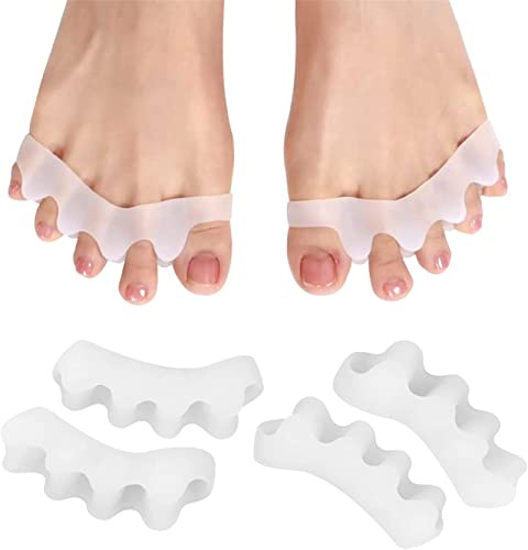 Tåavskiljare, tåstretch 5 hål mjuka silikon tå-knivar för bunion, smärtlindring efter yoga- och sportaktiviteter och stretching gel tå separatorer (2 par)