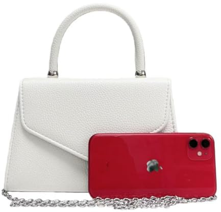 LeahWard Women's Faux Leather Clutch Bag,Top Handle Wedding Handbags (White)