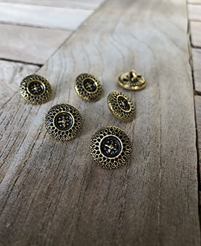 5 Stück bezaubernde kleine gold altgold Metall Knöpfe Trachten Dirndl Gewand 13mm