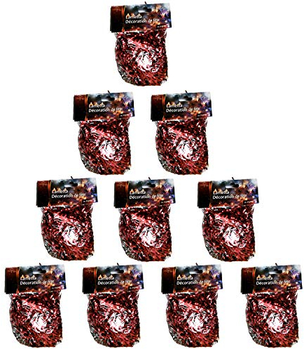 Unbekannt 10er Pack Lametta ROT Gold Silber Weiss 200g Weihnachtsbaum Schmuck Girlande Christbaum Deko Weihnachten (Rot) (EUR 34,95 / KG)