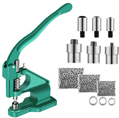Ösenzange, Ösenpresse Set Nietenpresse Ösenzange Set Nietzange Maschine mit Ösen Professionelle Manuelle Presse mit 3 Würfel Matrizen Manuelle Ösenpresse 1500 Stück, 6/10/12 mm