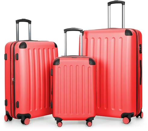 HAUPTSTADTKOFFER - Spree - Juego de 3 Maletas rígidas, Trolley expandible, Equipaje de Viaje, 4 Ruedas Dobles, TSA, (S,M y L), Coral