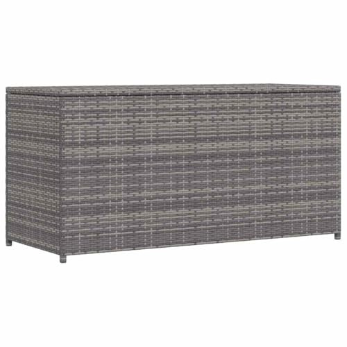 vidaXL Gartenbox Auflagenbox Kissenbox Kiste Gartentruhe Truhe Box Aufbewahrungsbox Auflagenkiste Garten Grau 120x50x60cm Poly Rattan