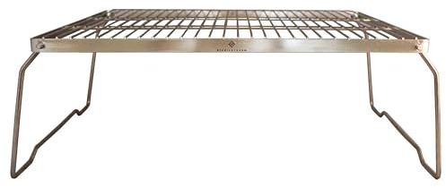 Stabilotherm Grillrost BBQ Grid Large - Faltbar, Tragbar, Holzkohle, Schwarz, Outdoor, Freistehend, Gußeisen, 1 Rack, 1 Power Level, Ideal für Camping, Reisen, Zelten, Wandern, Picknick oder Angeln