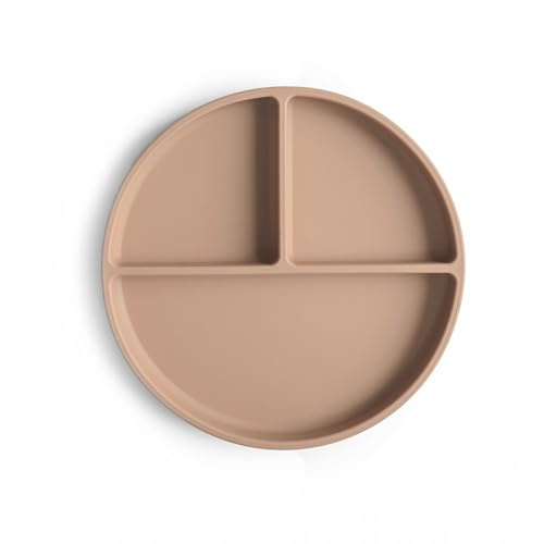 mushie Platos de Silicona para Niños | con Ventosa Antideslizante | Accesorios de Aprendizaje para Bebés y Niños Pequeños | Sin BPA | Resistente al Lavavajillas y al Microondas | Natural