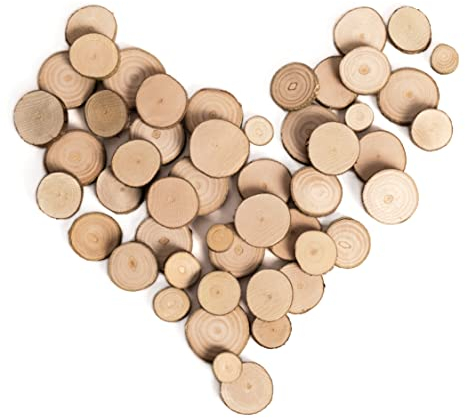 Naturholzscheiben zum Basteln rund 1-3cm Astscheiben Holzscheiben klein und mini handgesägt für DIY Projekte, Basteln, Weihnachten, Hochzeit, Tischdeko (50 Stk.)