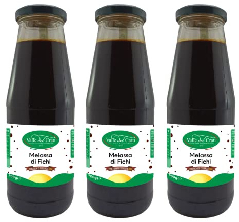 Valle del Crati Melassa di Fichi | con Fichi di Cosenza DOP | Mielata Miele di Fichi Specialità Calabrese | Ideale Per Formaggi O Preparazione Dolci | Miele di Fichi 3 Bottiglie (900 gr. cadauna)