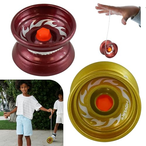 Jo-Jos aus Metalllegierung, Rot und Gelb, für Anfänger, reaktionsschnelles Trickspiel, Jojo mit Ersatzschnur, perfektes Weihnachten für Kinder ab 3 Jahren, 2 Stück