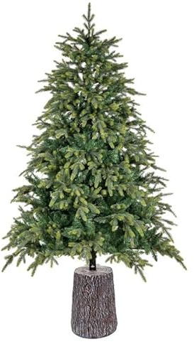 Nataland Albero di Natale Artificiale Verde Modello Mangart Con Altezza 240 Cm e Base a Tronco, Abete Super Folto con Effetto Realistico e Rami Con Aghi Anticaduta