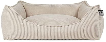 Mypado Cord Hundebett Cordula edel samtig und weich Gr. L Füllung Visco-Schaumstoff, Farbe Creme