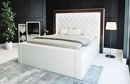 Sofa Dreams Wasserbett Varese mit beheizbarer Wasserbettmatratze und kompletter Technik LED Beleuchtung 140x200 160x200 180x200 200x200 200x220 (200 x 200 cm, White)