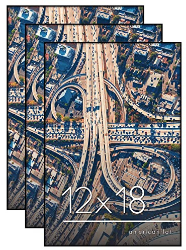 Americanflat Bilderrahmen 30,5 x 45,7 cm aus der Metropolitan Collection, mit bruchsicherem Glas, einfach von vorne zu öffnen, für die Wand, 3er-Set, Schwarz | Frontlader-Design, bruchsicheres Glas, passend für Fotos, Poster und Kunst