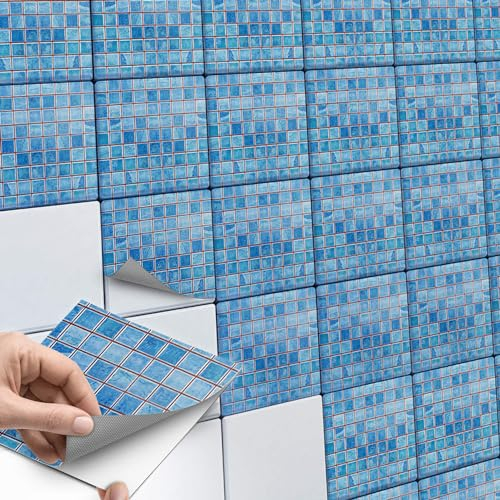 45 Stück Fliesenaufkleber, Fliesenfolie 20x20 cm für Bad und Küche - Klebefliesen, Mosaikfliesen selbstklebend - SET