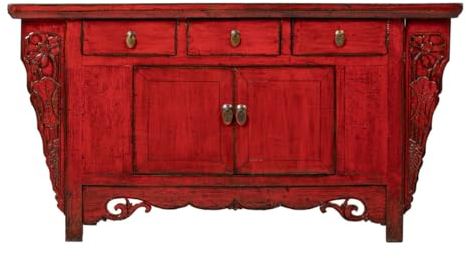 Yajutang Commode buffet chinois antique en bois massif rouge