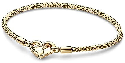 PANDORA Moments Studded Chain Armband aus Sterling Silber mit 14 Karat vergoldete Metalllegierung, Kompatibel Moments, Größe: 18cm, 562731C00-18