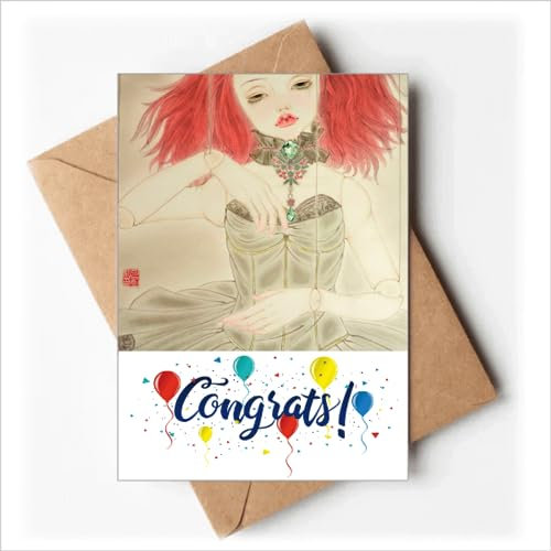 Puppenpuppe Chinesischer Stil Aquarell Hochzeitskarten Glückwunsch Gruß Umschläge