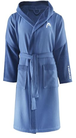 HEAD Dynamic - Bademantel Damen Flauschig Bademantel Herren mit Kapuze, Aufhänger, Saugfähigem 100% Öko-Tex-Baumwollfrottee, Morgenmantel Damen und Herren, Bademäntel für Damen und Herren Platzsparend