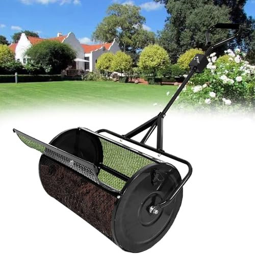 Épandeur de Compost de 24 Pouces pour Pelouses, Rouleau D'épandage de Fumier D'entretien des Pelouses, Épandeurs de Mousse de Tourbe Durables, pour la Plantation et L'ensemencement,Black-40*60cm