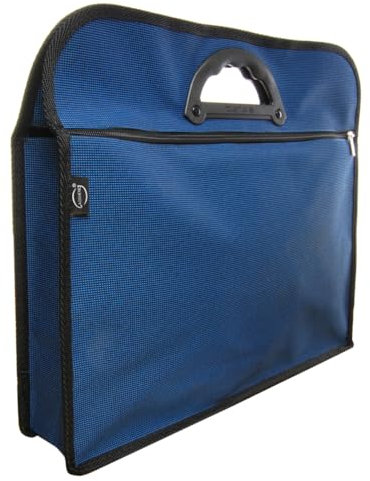 DOITOOL Dokumententasche Oxford Stofftasche Doppellagig mit Reißverschluss und Außentasche Tragetasche Organizer für A4 Dokumente Notizbuch Handy Dunkelblau 40X8X34Cm Ergonomischer Griff